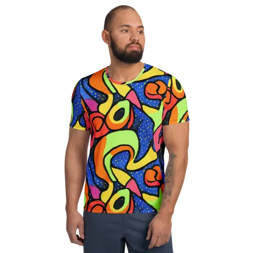 Electric Petal on a Men's Athletic T-Shirt