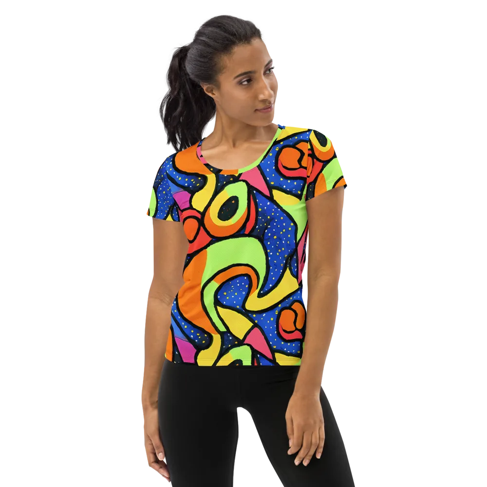 Electric Petal on Women's Athletic T-Shirt — Front