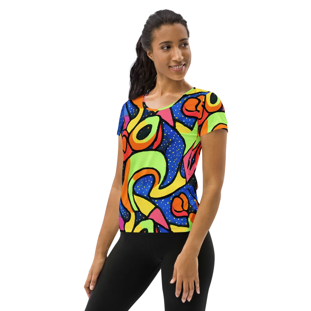 Electric Petal on Women's Athletic T-Shirt — Left