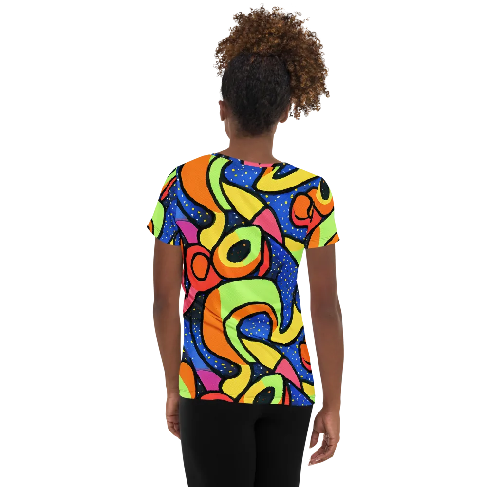 Electric Petal on Women's Athletic T-Shirt — Back
