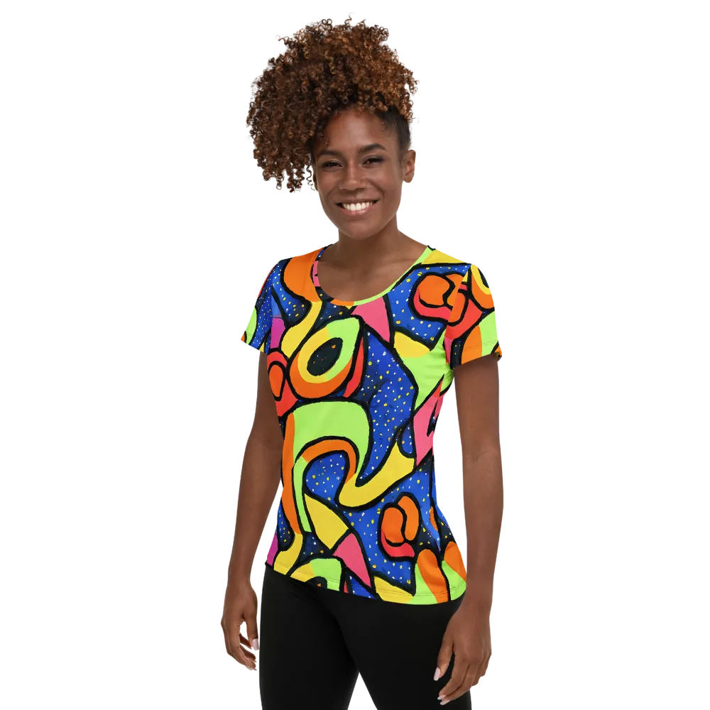 Electric Petal on Women's Athletic T-Shirt — Left