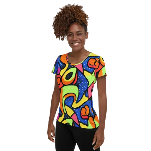 Electric Petal on a Women's Athletic T-Shirt