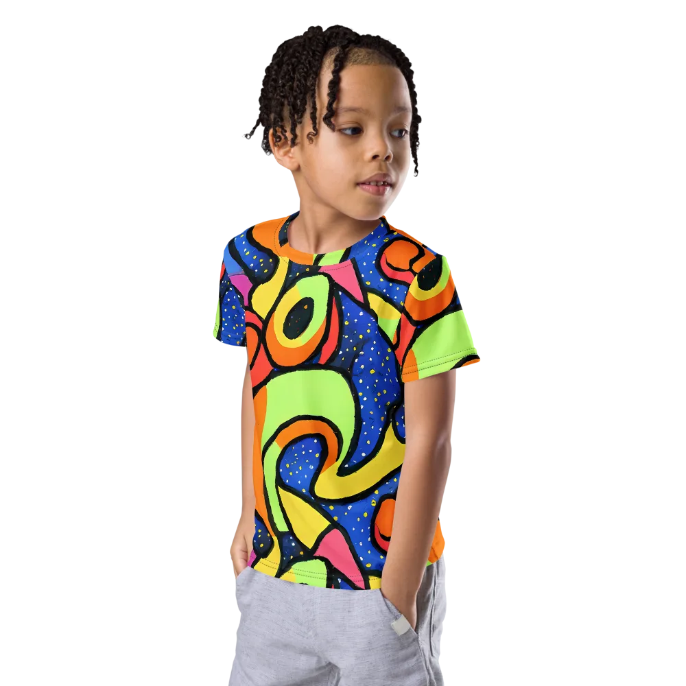 Electric Petal on Kids Crew Neck T-Shirt — Left Front