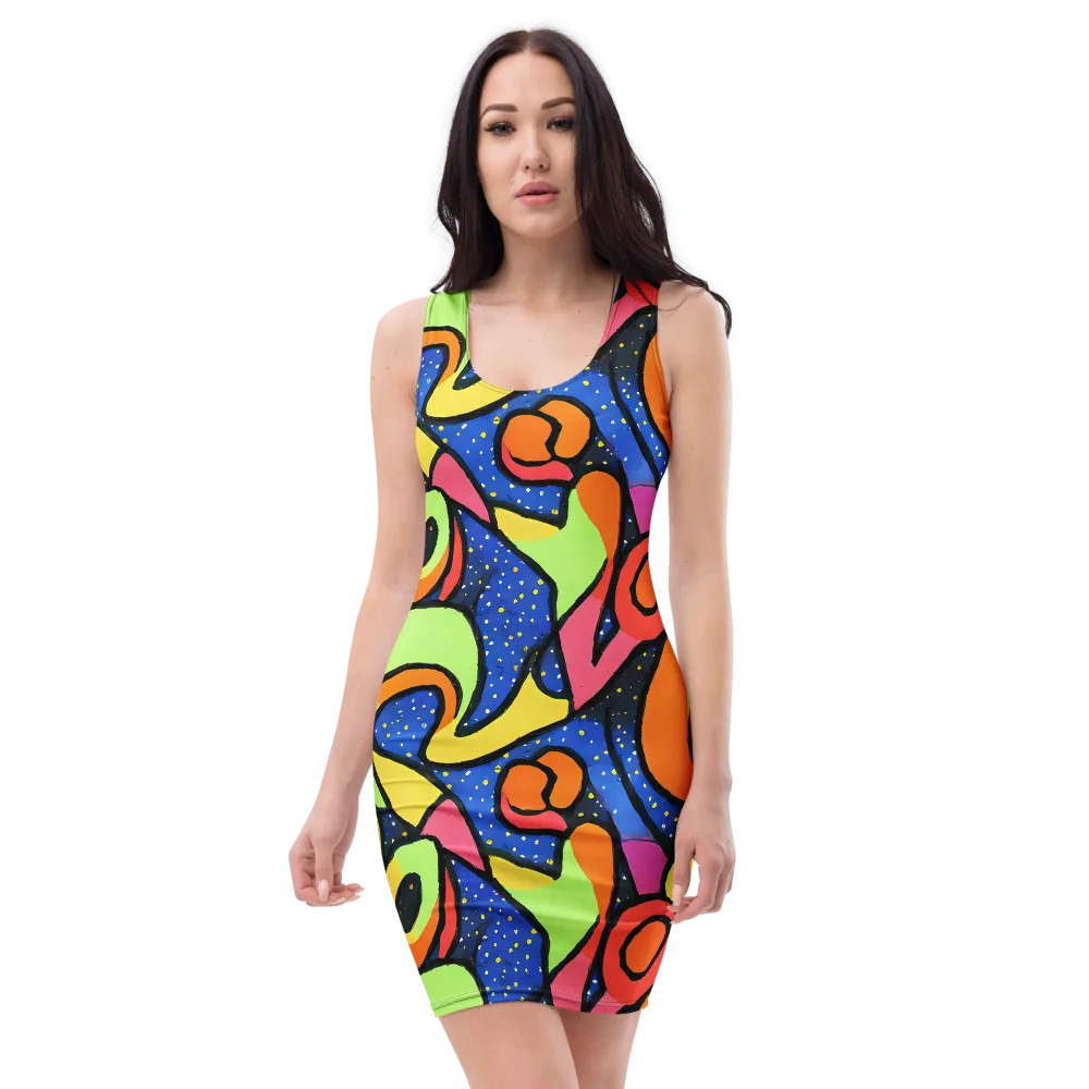Electric Petal on Bodycon Dress — Front