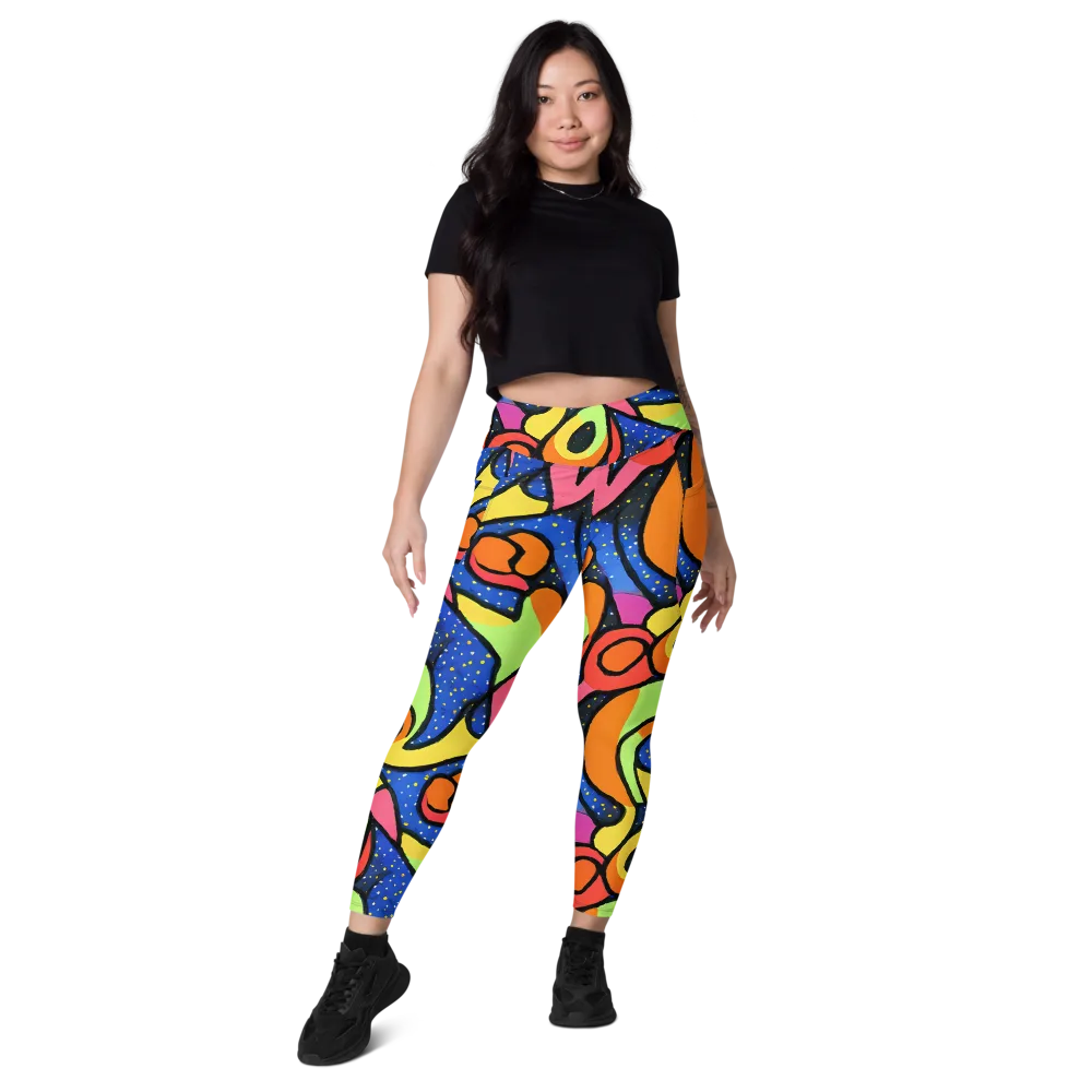 Electric Petal on Leggings with Pockets — Front