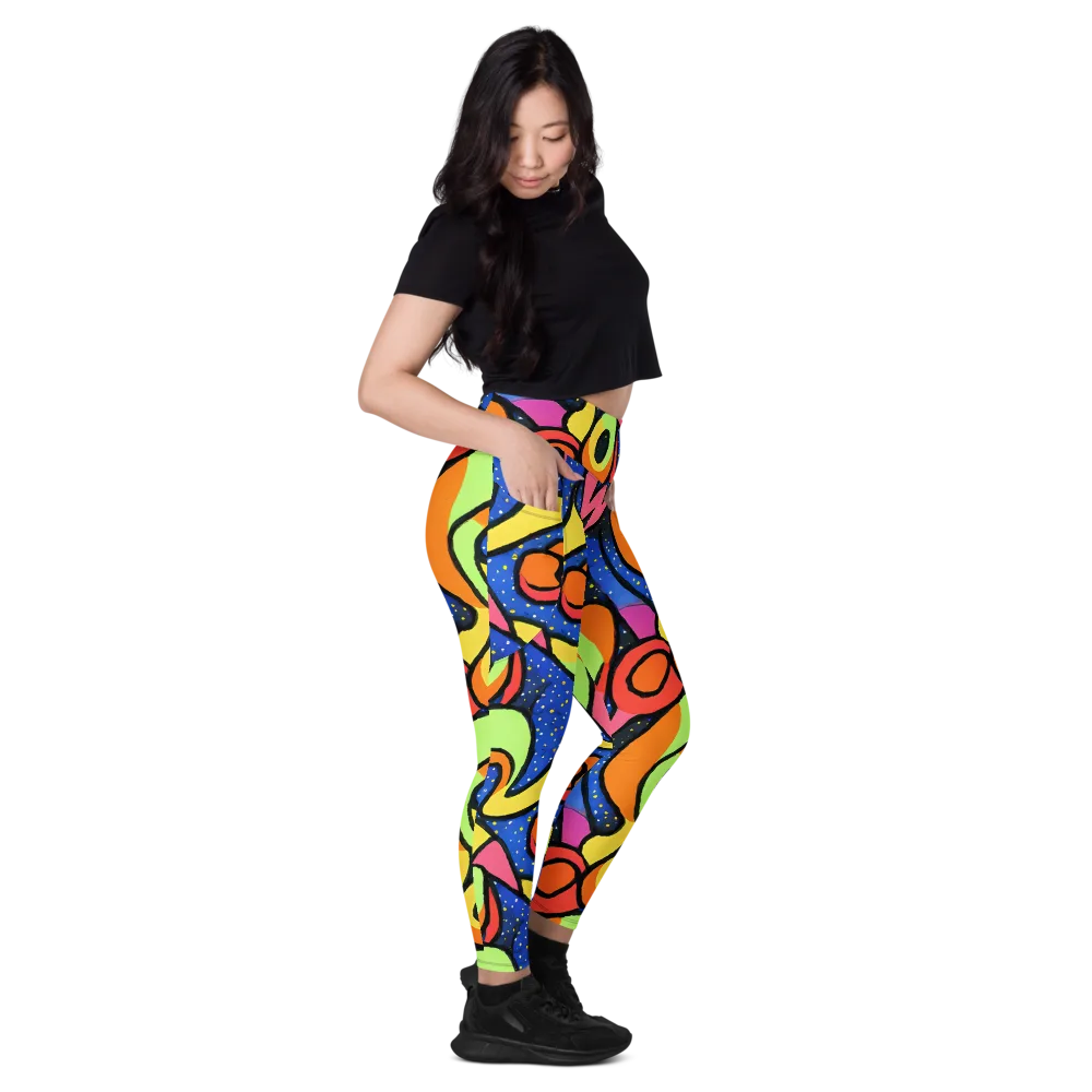 Electric Petal on Leggings with Pockets — Right