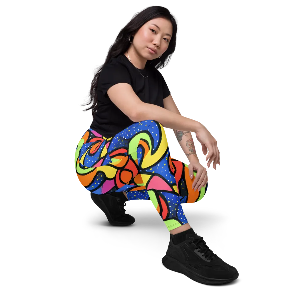 Electric Petal on Leggings with Pockets — Right Front
