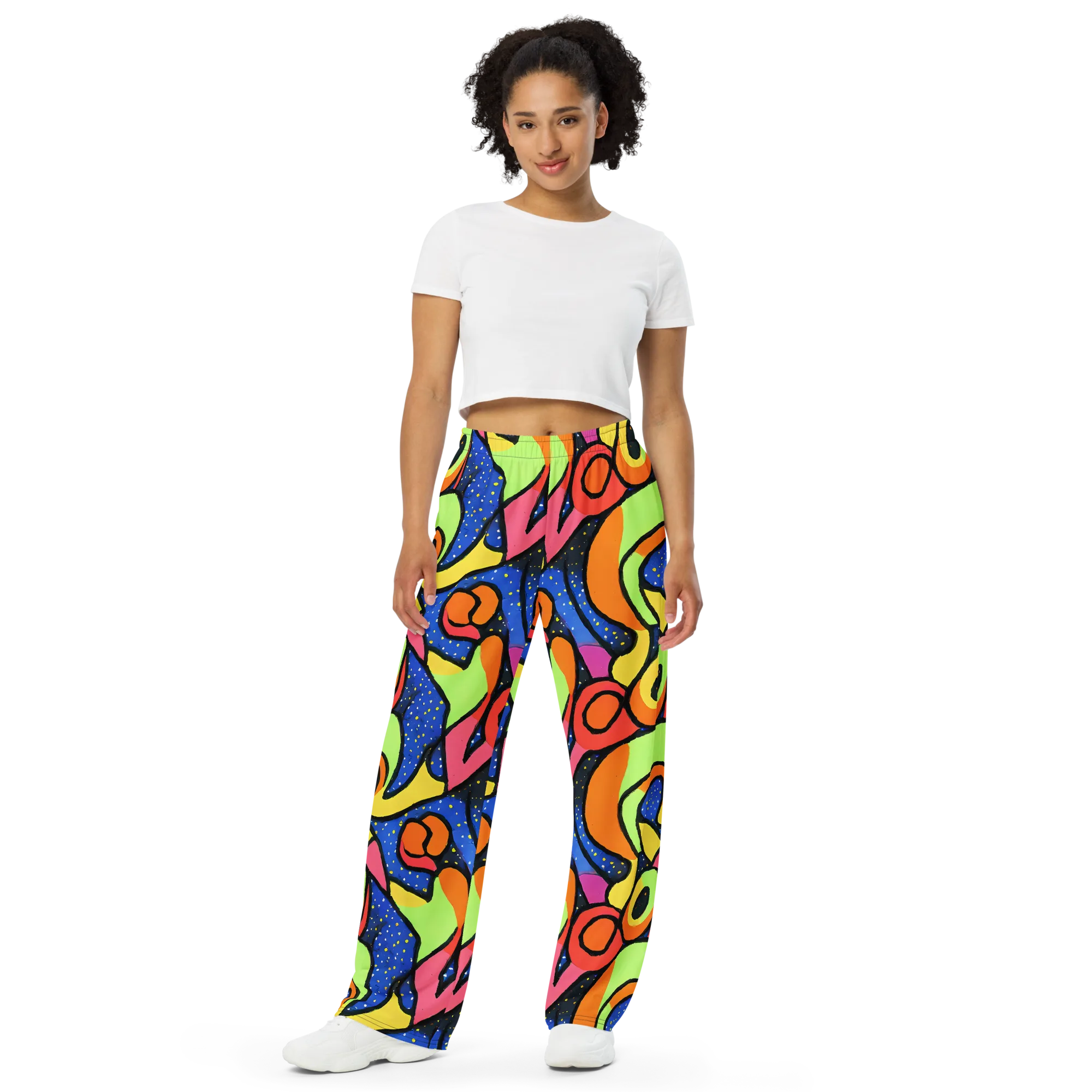 Electric Petal on Wide-Leg Pants — Front