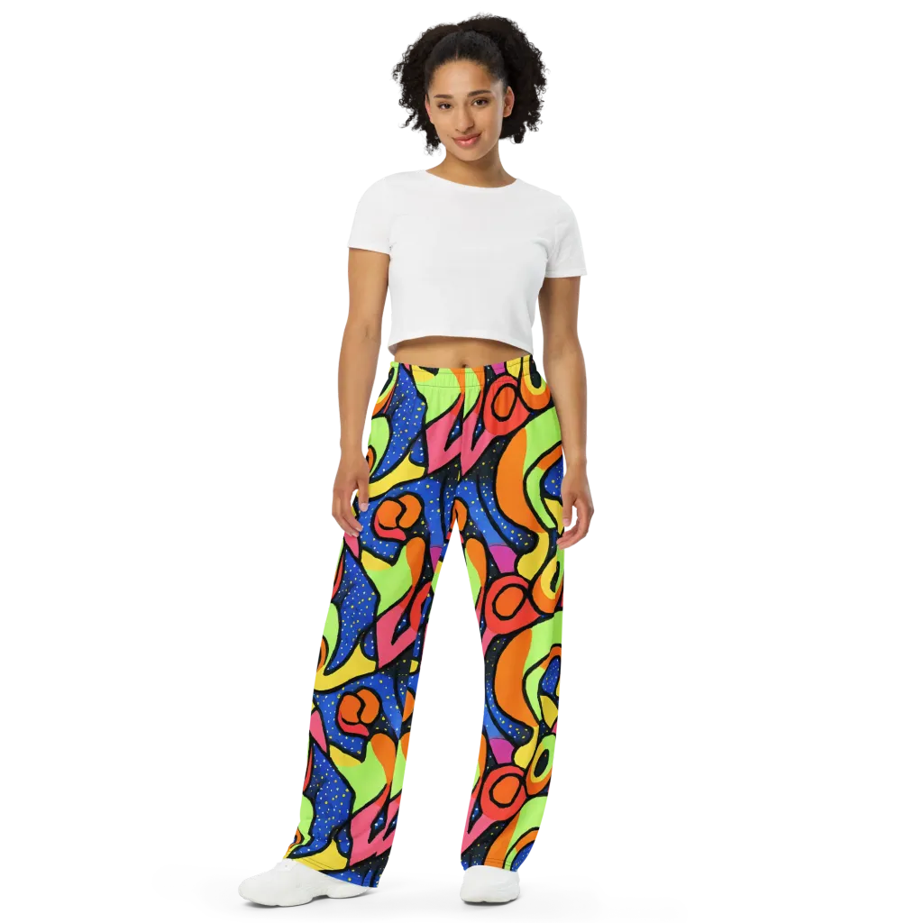 Electric Petal on Wide-Leg Pants — Front