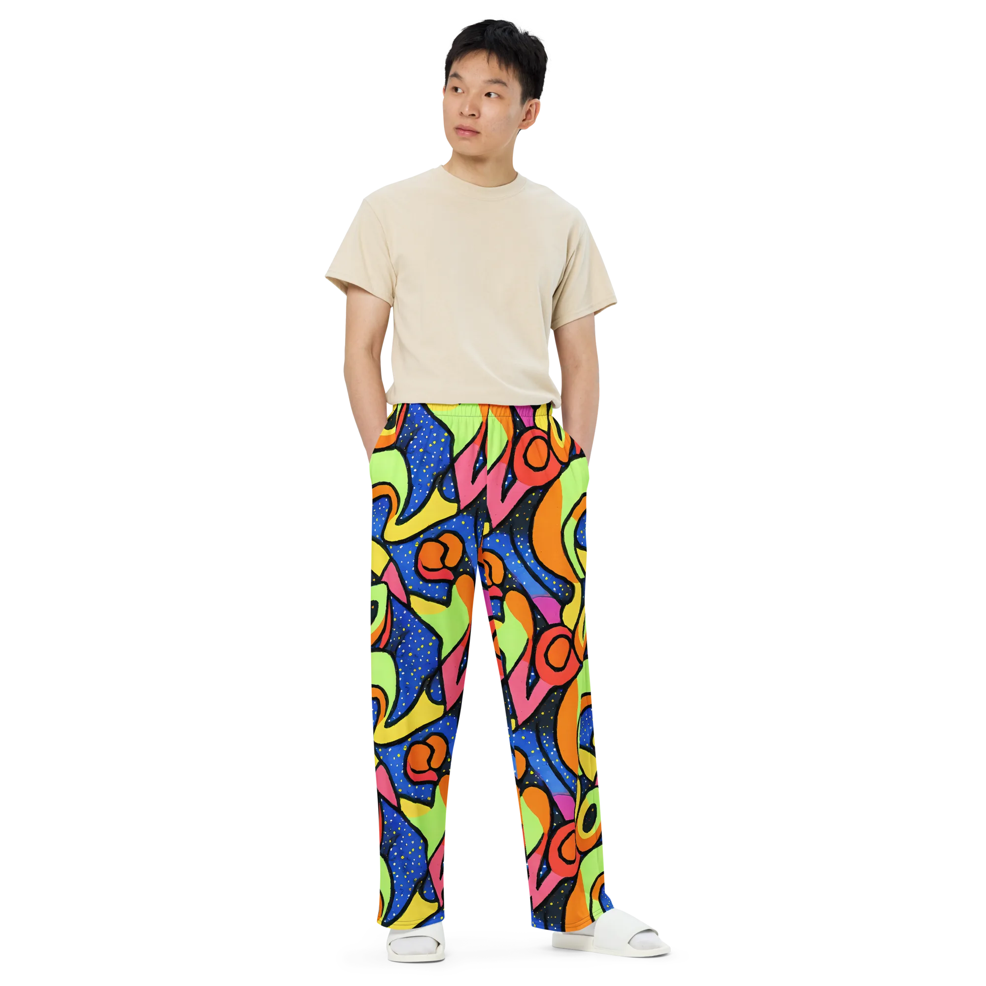 Electric Petal on Wide-Leg Pants — Front