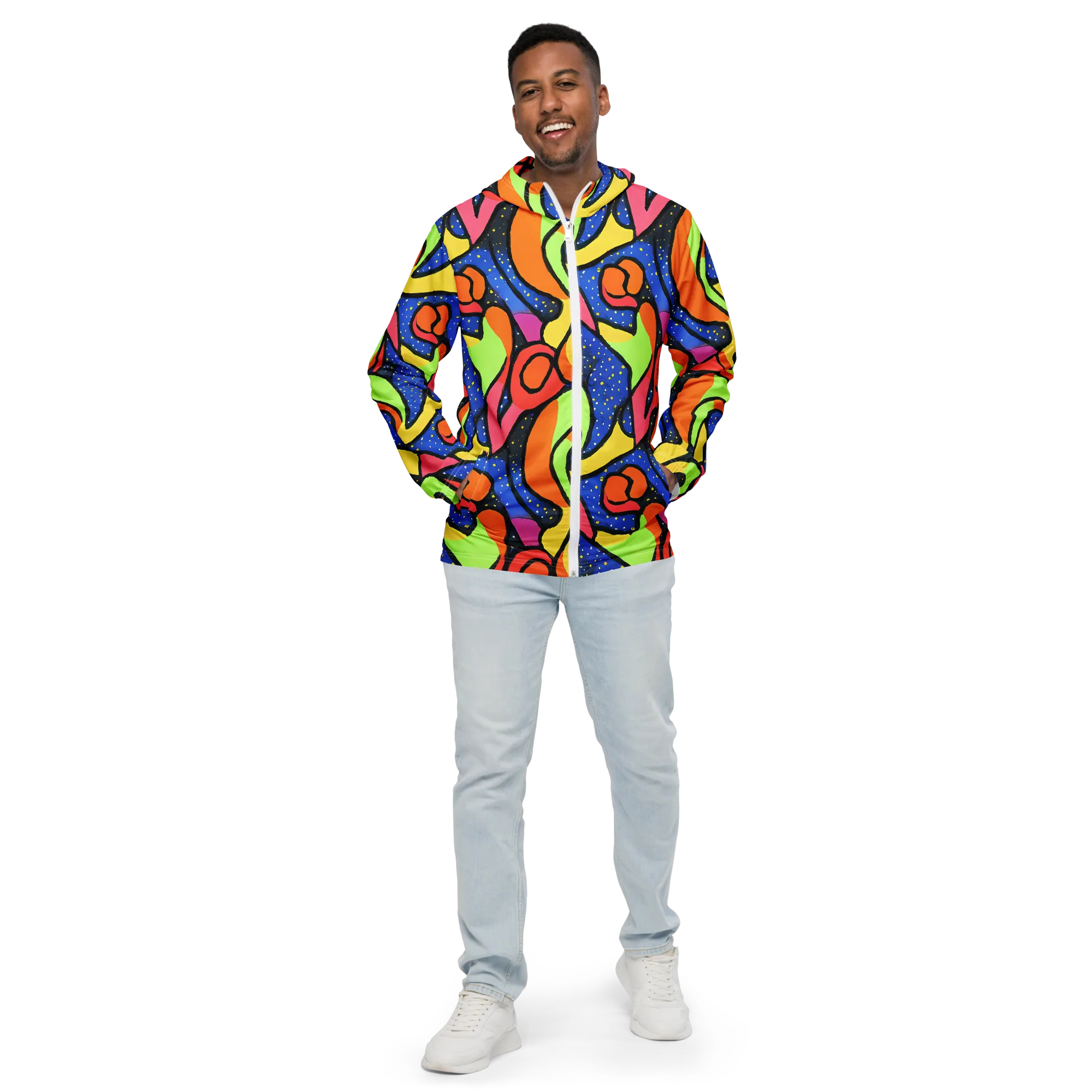 Electric Petal on Men's Windbreaker — Front