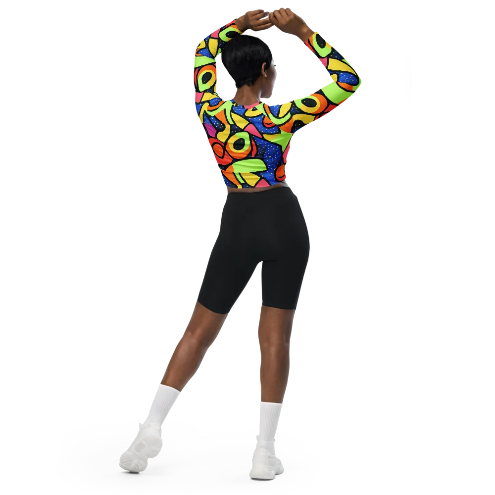 Electric Petal on Long Sleeve Crop Top — Back
