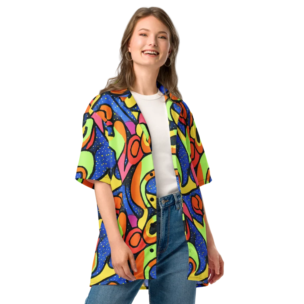 Electric Petal on Button Shirt — Front