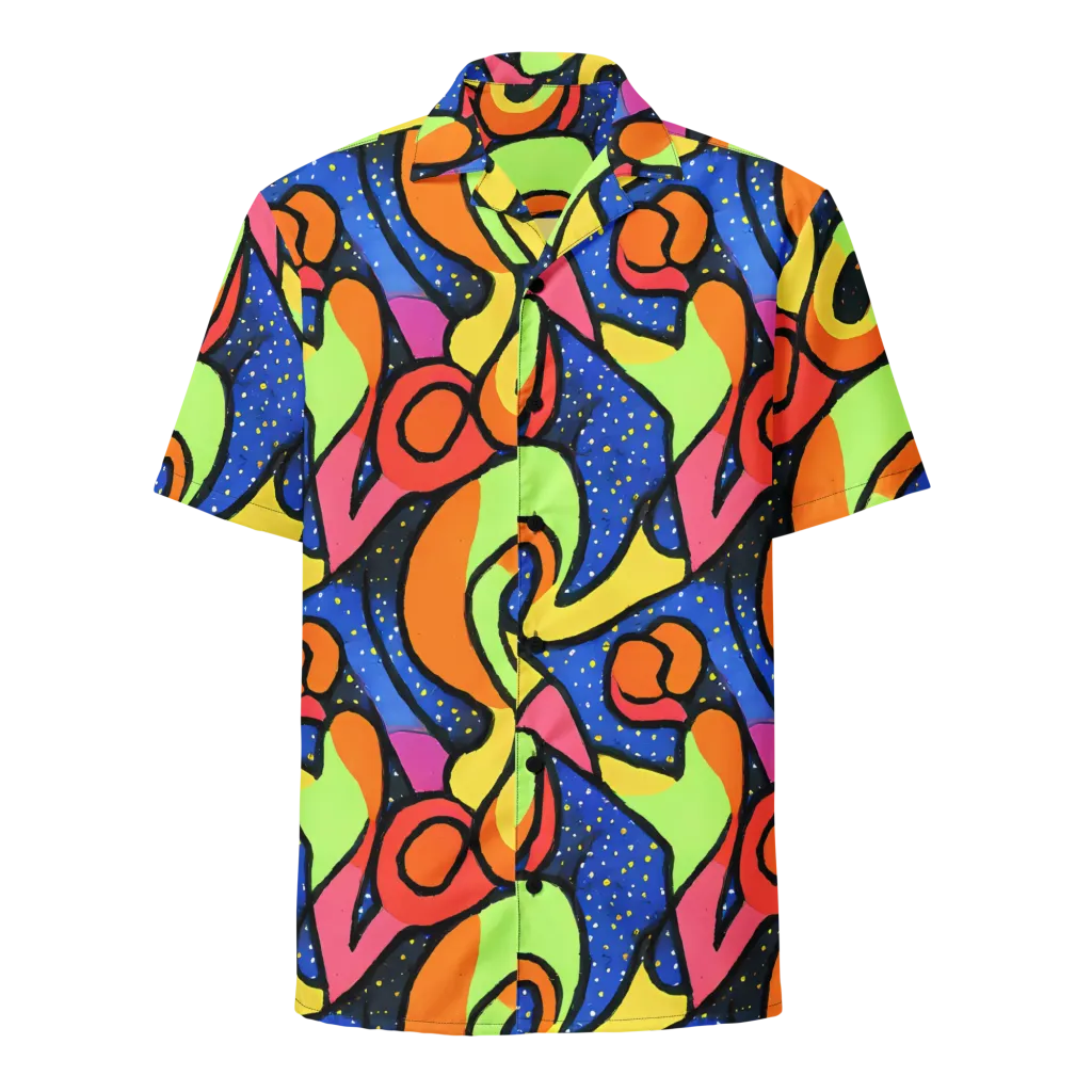 Electric Petal on Button Shirt — Front