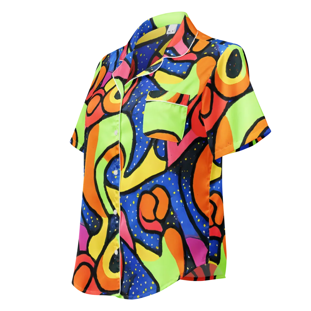 Electric Petal on Women's Short Sleeve Pajama Top — Left Front
