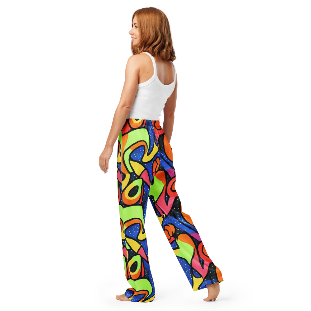 Electric Petal on Women's Pajama Pants — Back
