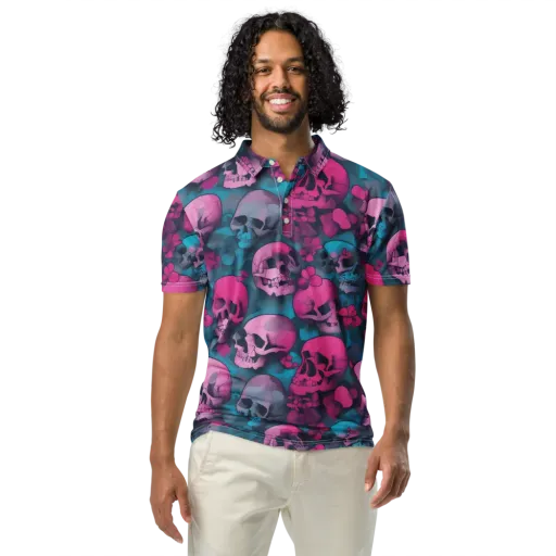 Cotton Candy Crypt on a Men's Slim Fit Polo Shirt