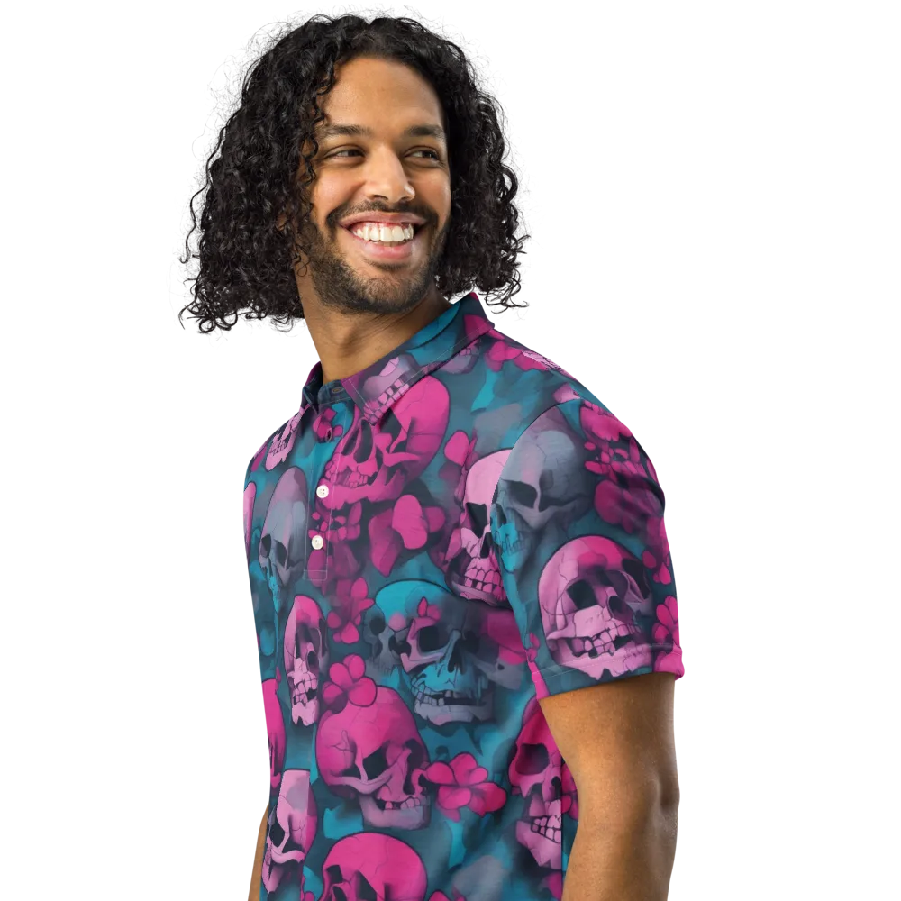Cotton Candy Crypt on Men's Slim Fit Polo Shirt — Left Front