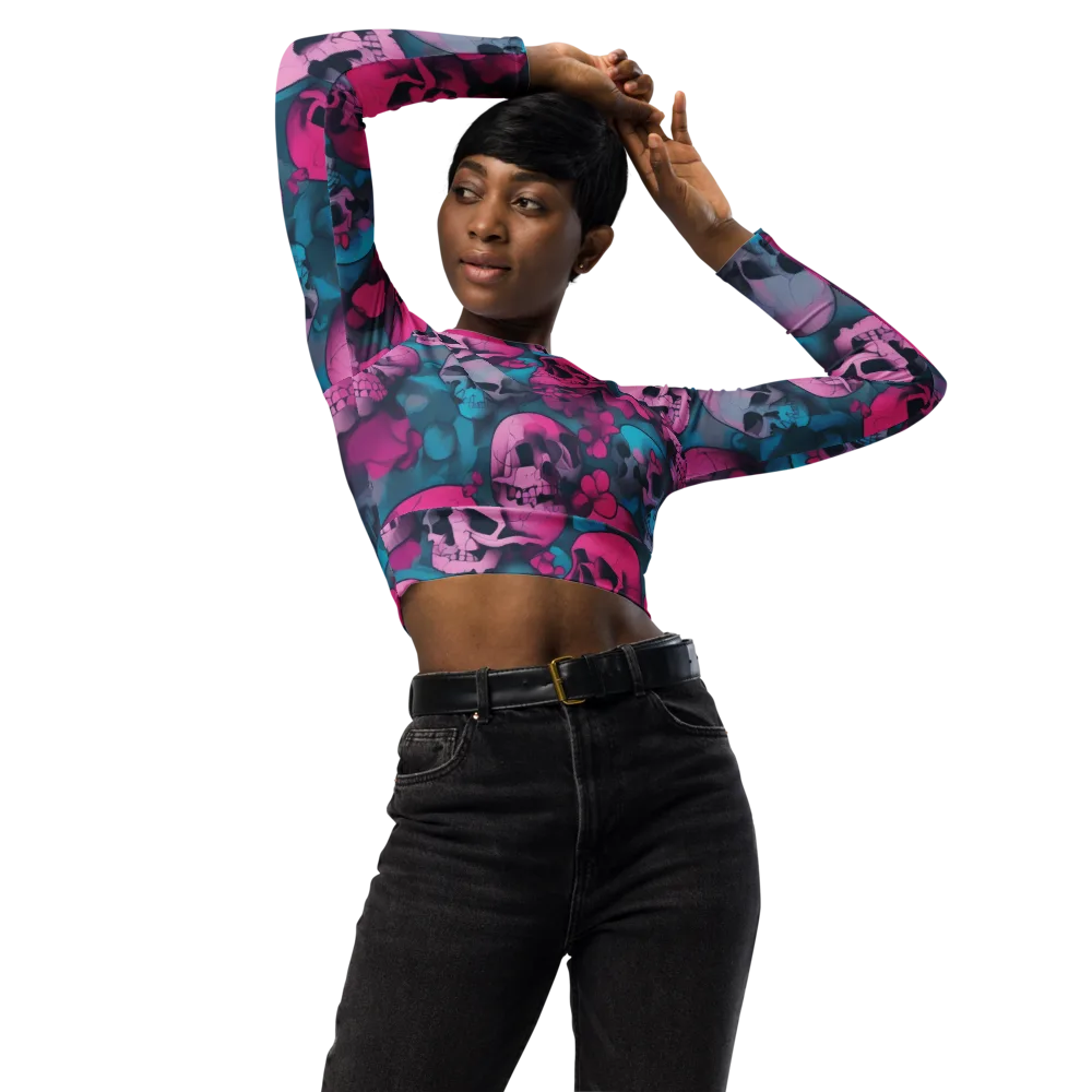 Cotton Candy Crypt on Long Sleeve Crop Top — Front