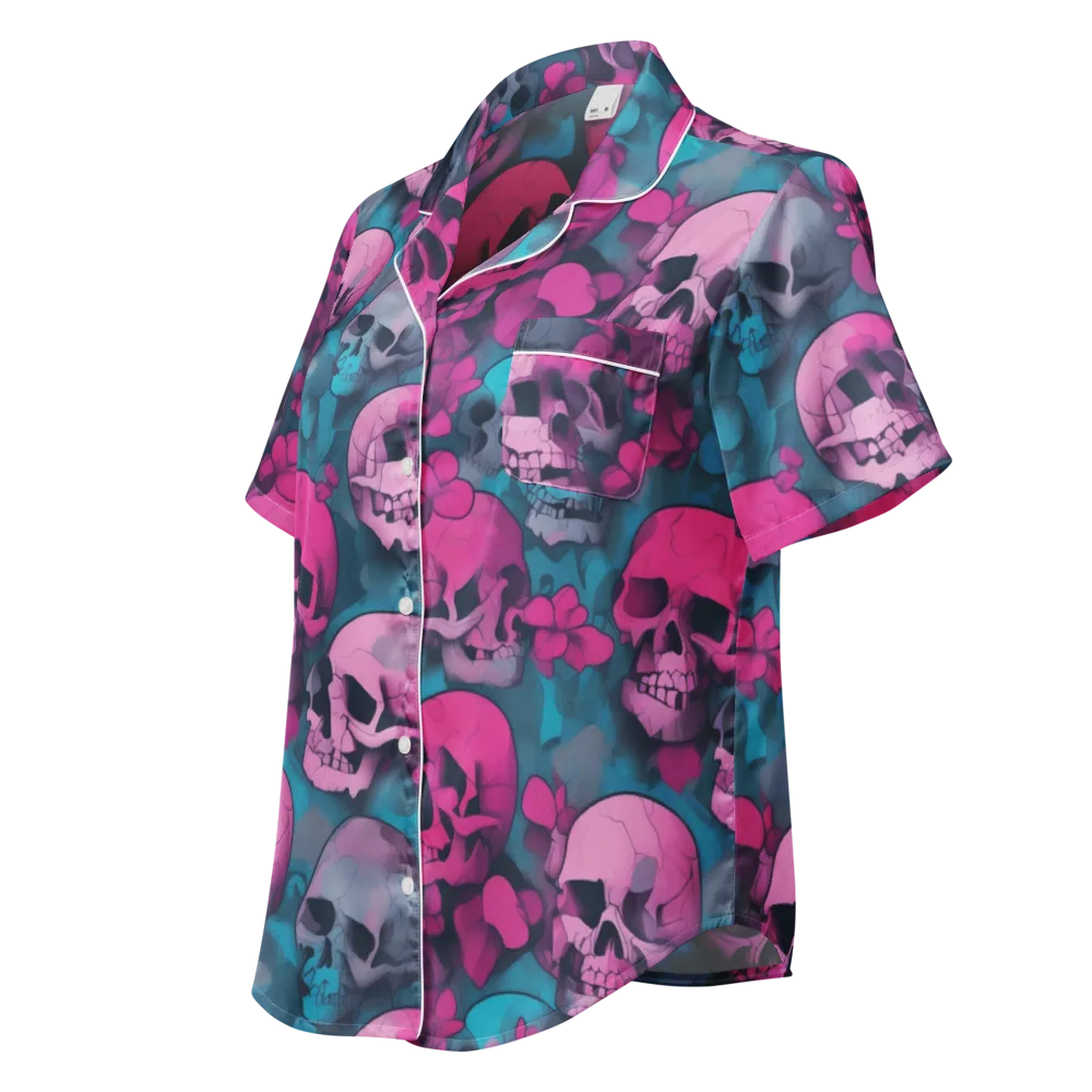 Cotton Candy Crypt on Women's Short Sleeve Pajama Top — Left Front