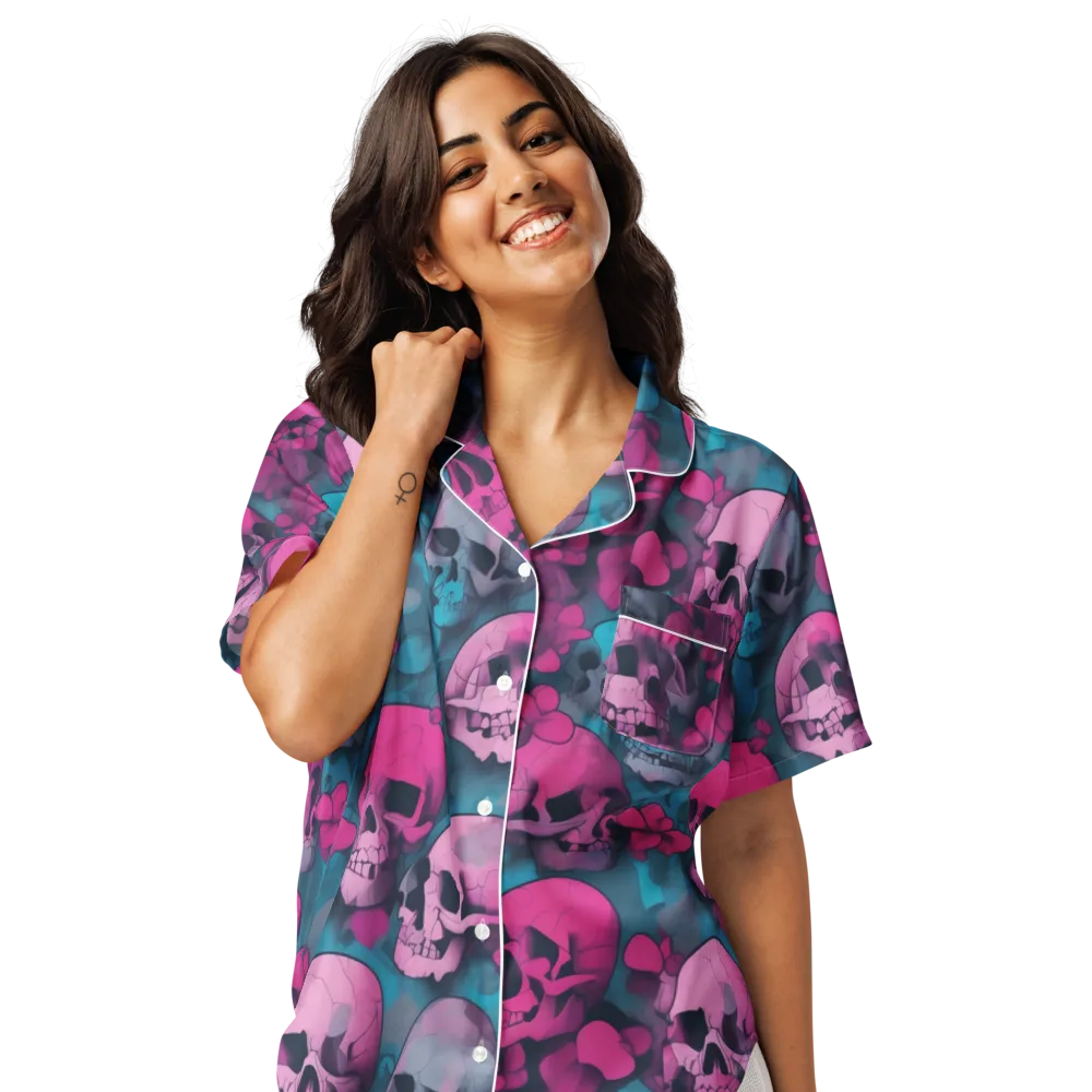 Cotton Candy Crypt on Women's Short Sleeve Pajama Top — Front