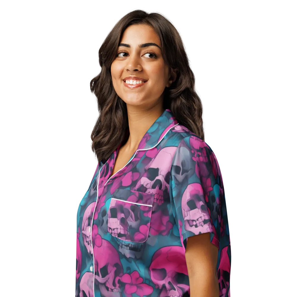 Cotton Candy Crypt on Women's Short Sleeve Pajama Top — Left Front