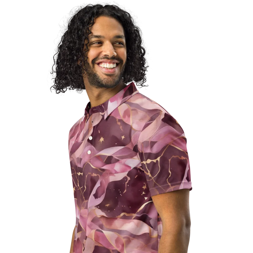 Rosewater Orbit on Men's Slim Fit Polo Shirt — Left Front