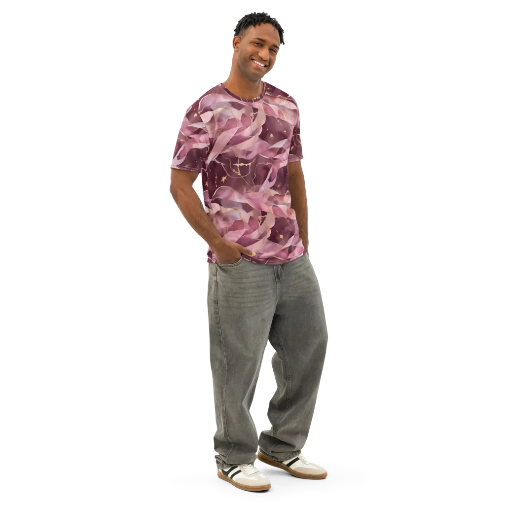 Rosewater Orbit on Men's Cotton Crew Neck T-Shirt — Right Front