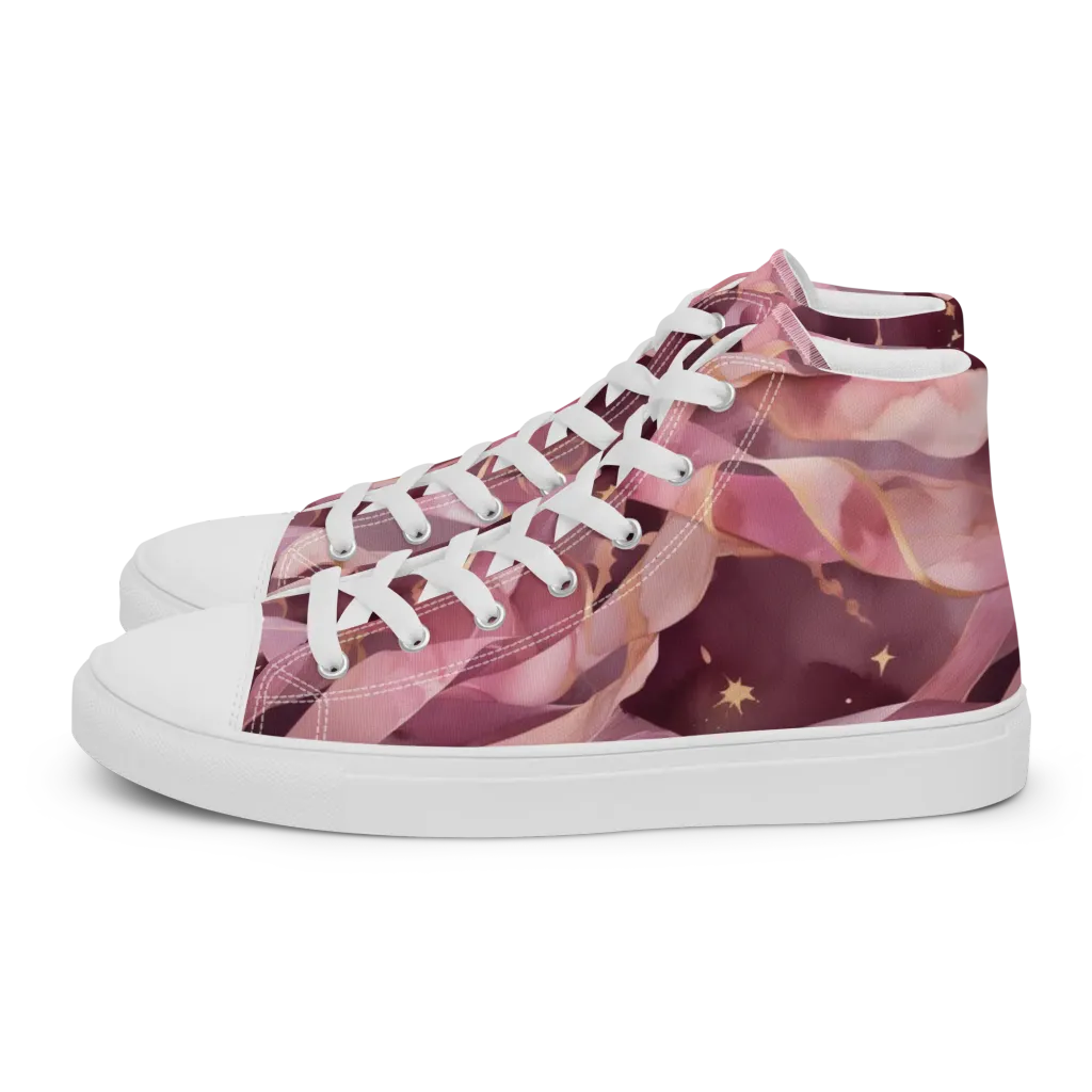 Rosewater Orbit on Women's High Top Canvas Shoes — Left