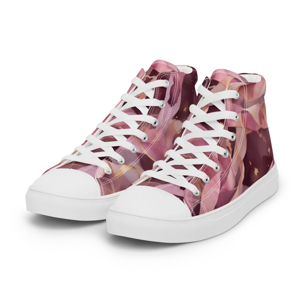 Rosewater Orbit on Women's High Top Canvas Shoes — Left Front
