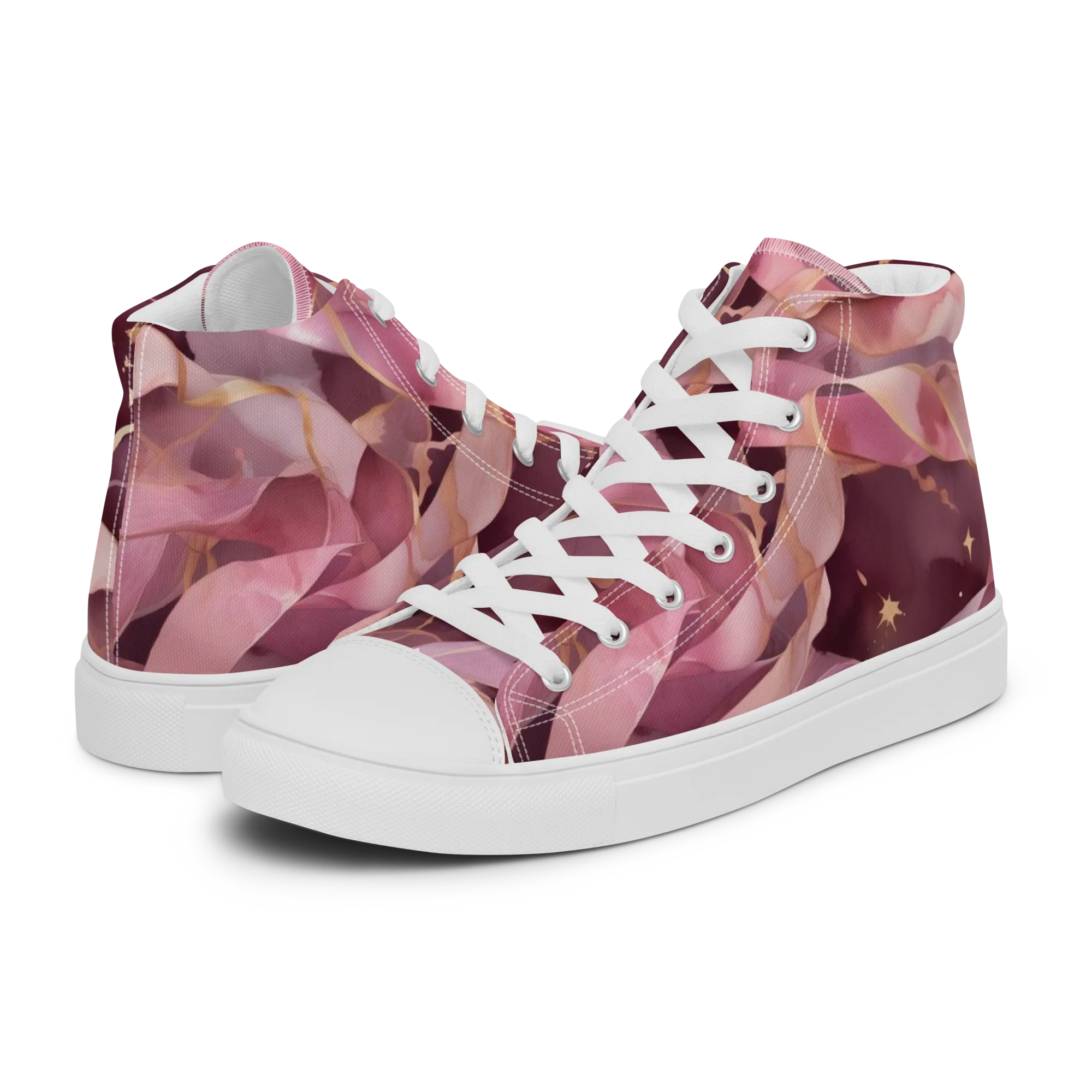 Rosewater Orbit on Women's High Top Canvas Shoes — Left