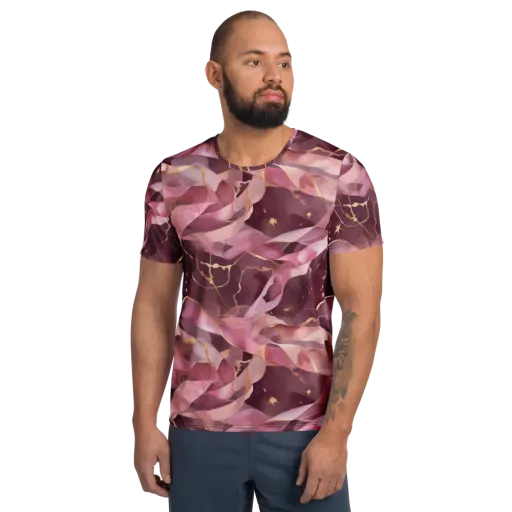 Rosewater Orbit on a Men's Athletic T-Shirt