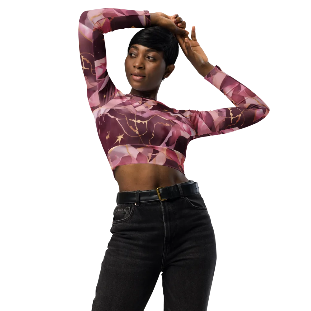 Rosewater Orbit on Long Sleeve Crop Top — Front