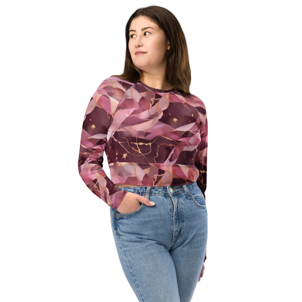 Rosewater Orbit on Long Sleeve Crop Top — Front
