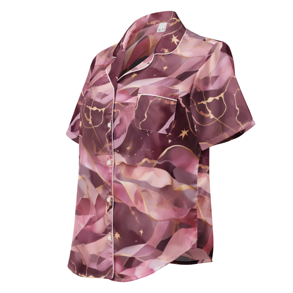Rosewater Orbit on Women's Short Sleeve Pajama Top — Left Front