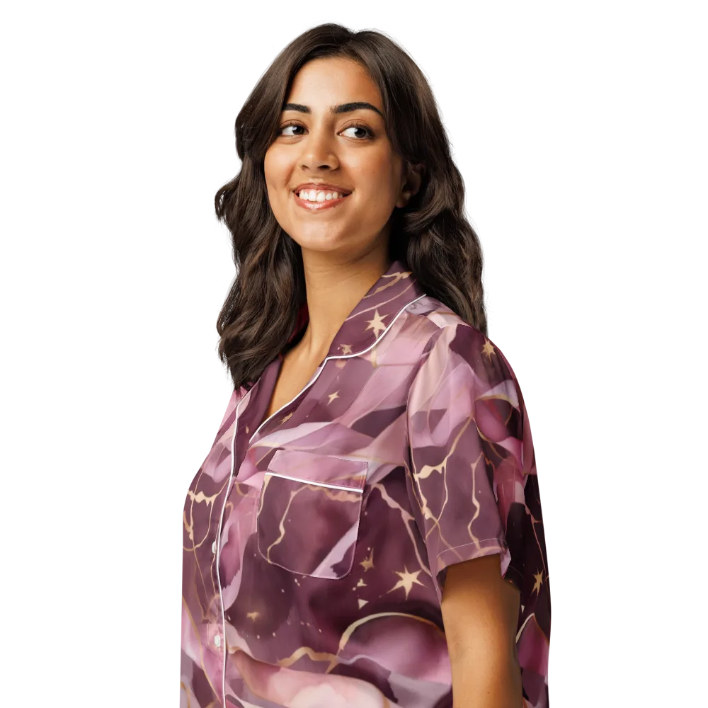 Rosewater Orbit on Women's Short Sleeve Pajama Top — Left Front