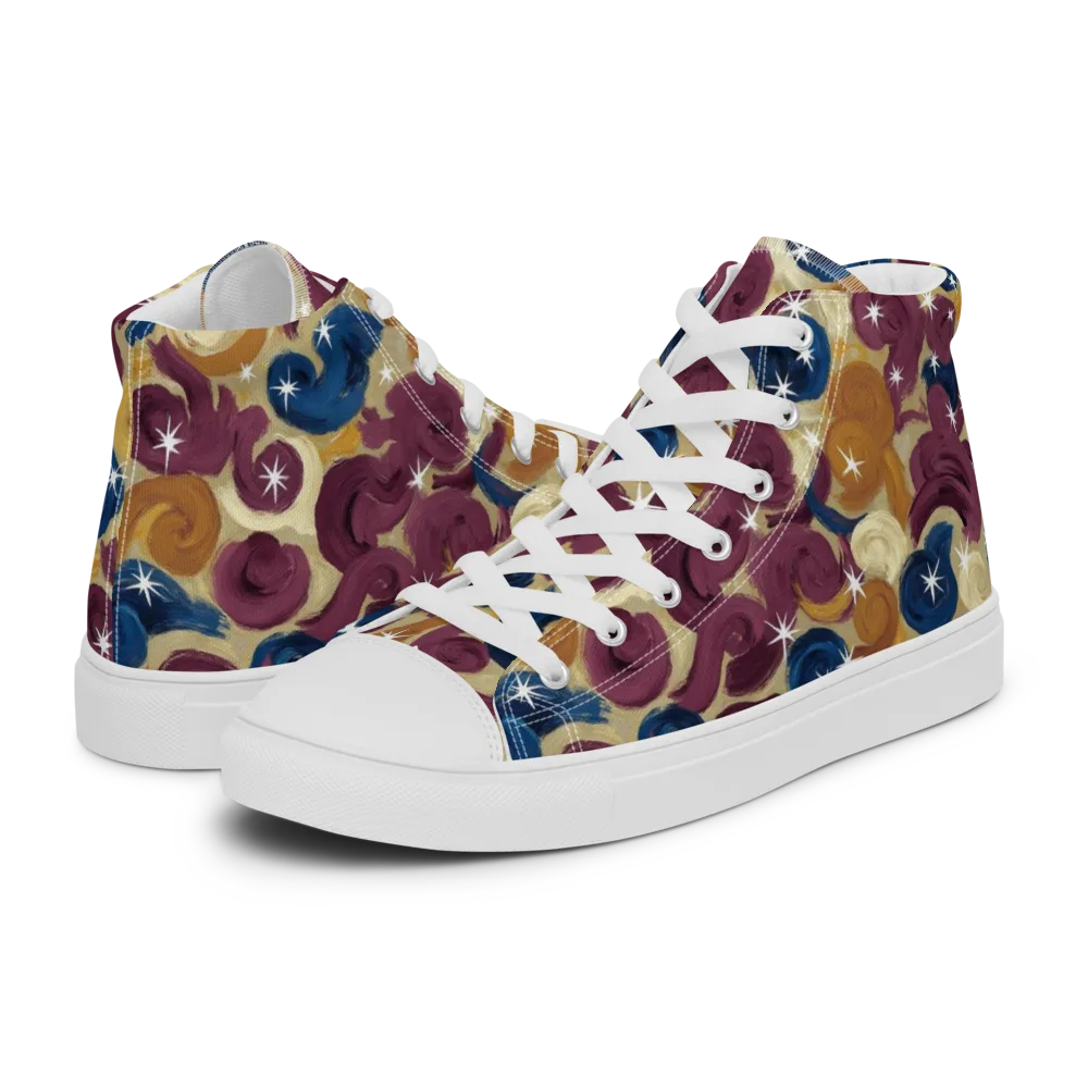 Cosmic Confections on Men's High Top Canvas Shoes — Left