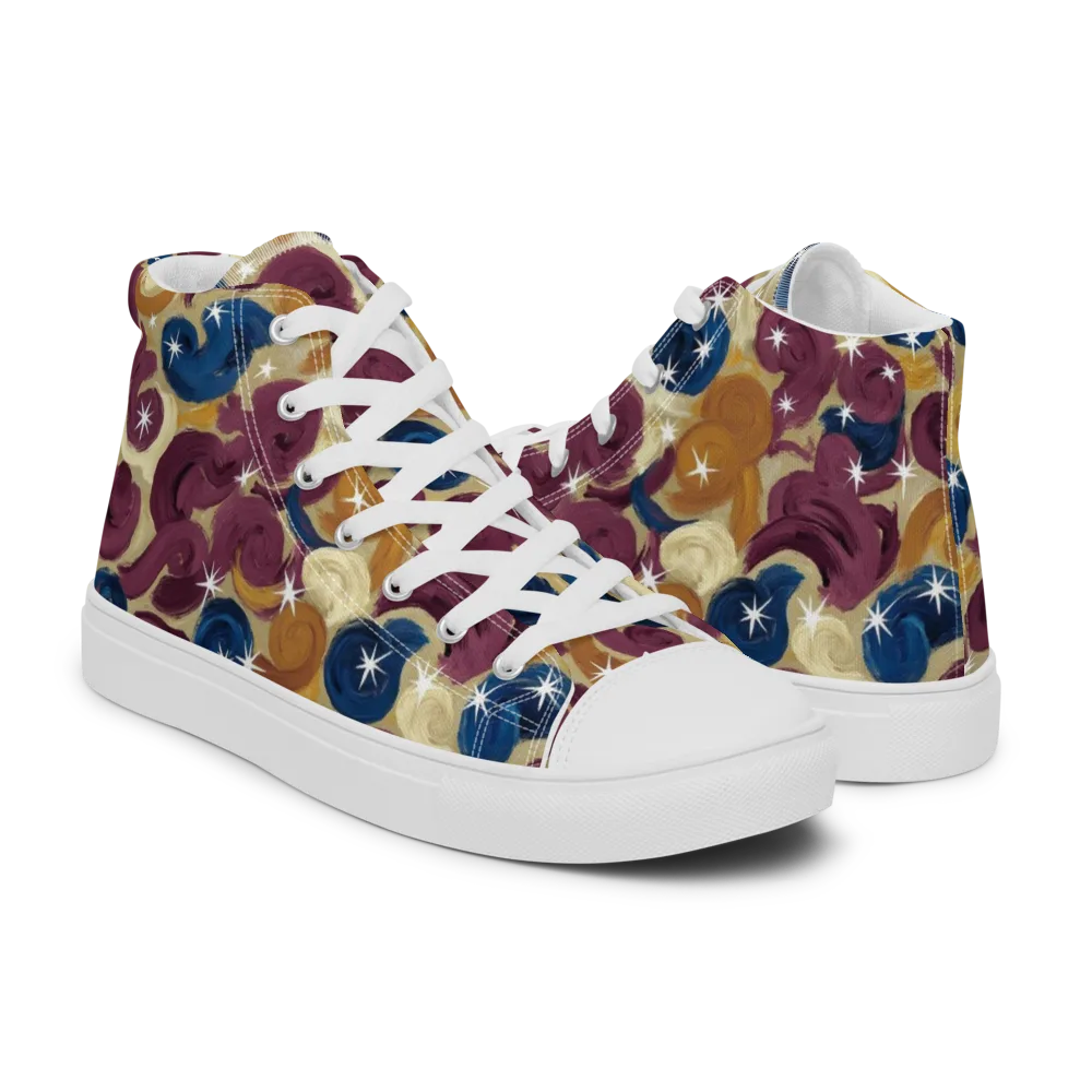 Cosmic Confections on Men's High Top Canvas Shoes — Right