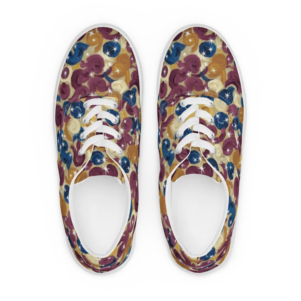 Cosmic Confections on Men's Lace-Up Canvas Shoes — Front
