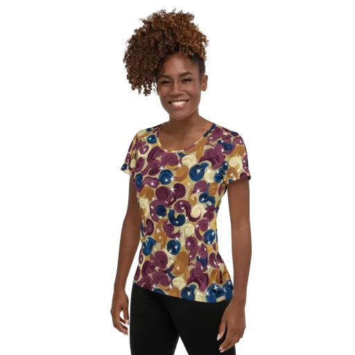 Cosmic Confections on a Women's Athletic T-Shirt