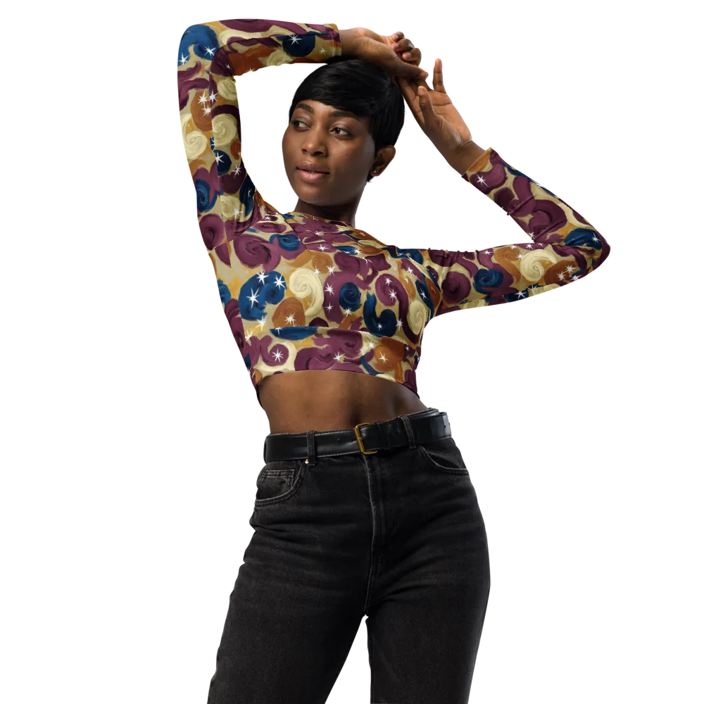 Cosmic Confections on Long Sleeve Crop Top — Front