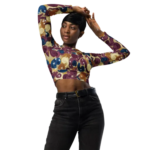 Cosmic Confections on a Long Sleeve Crop Top