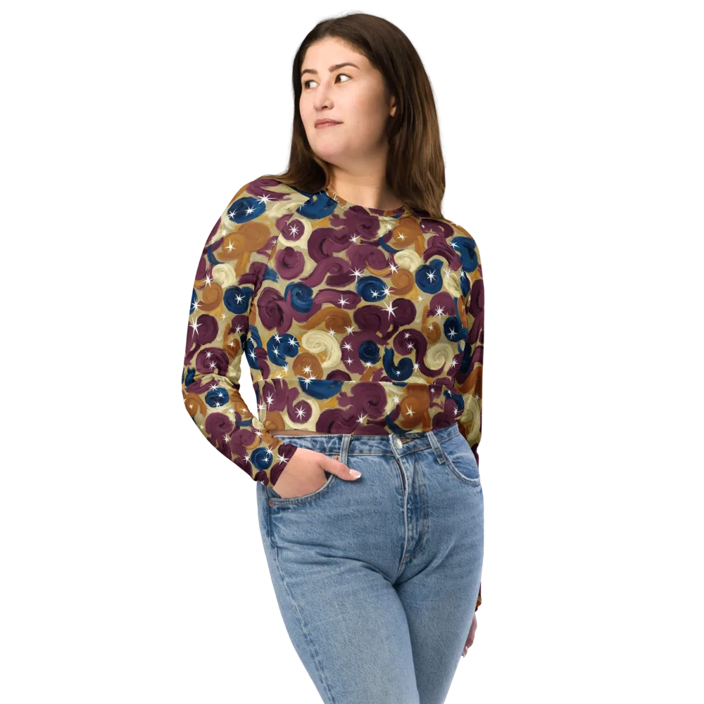 Cosmic Confections on Long Sleeve Crop Top — Front