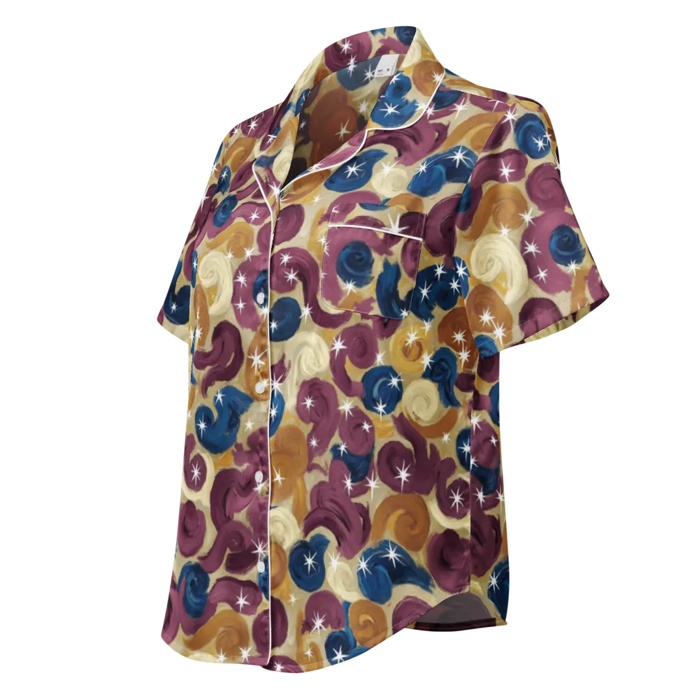Cosmic Confections on Women's Short Sleeve Pajama Top — Left Front