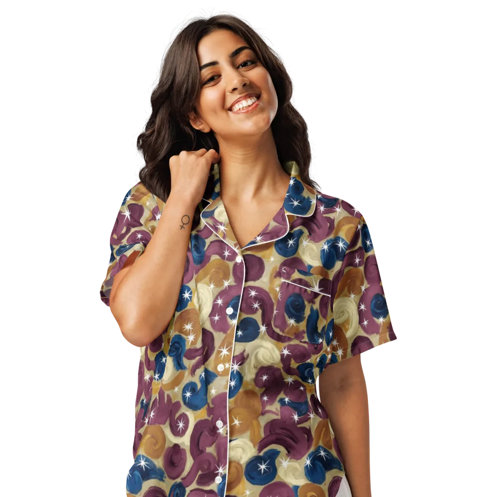 Cosmic Confections on Women's Short Sleeve Pajama Top — Front