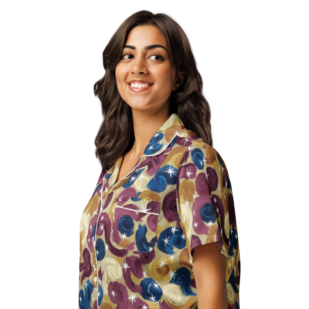 Cosmic Confections on Women's Short Sleeve Pajama Top — Left Front