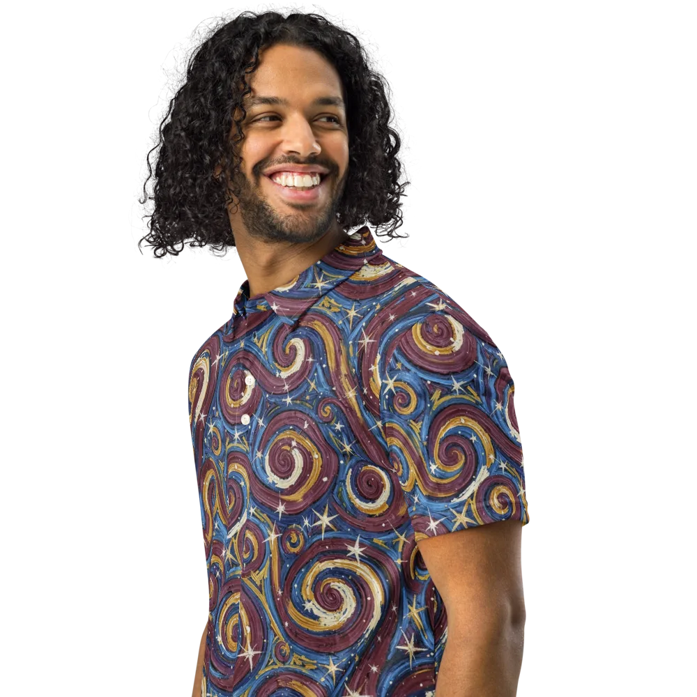 Astral Whorl on Men's Slim Fit Polo Shirt — Left Front