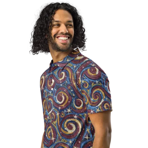 Astral Whorl on a Men's Slim Fit Polo Shirt