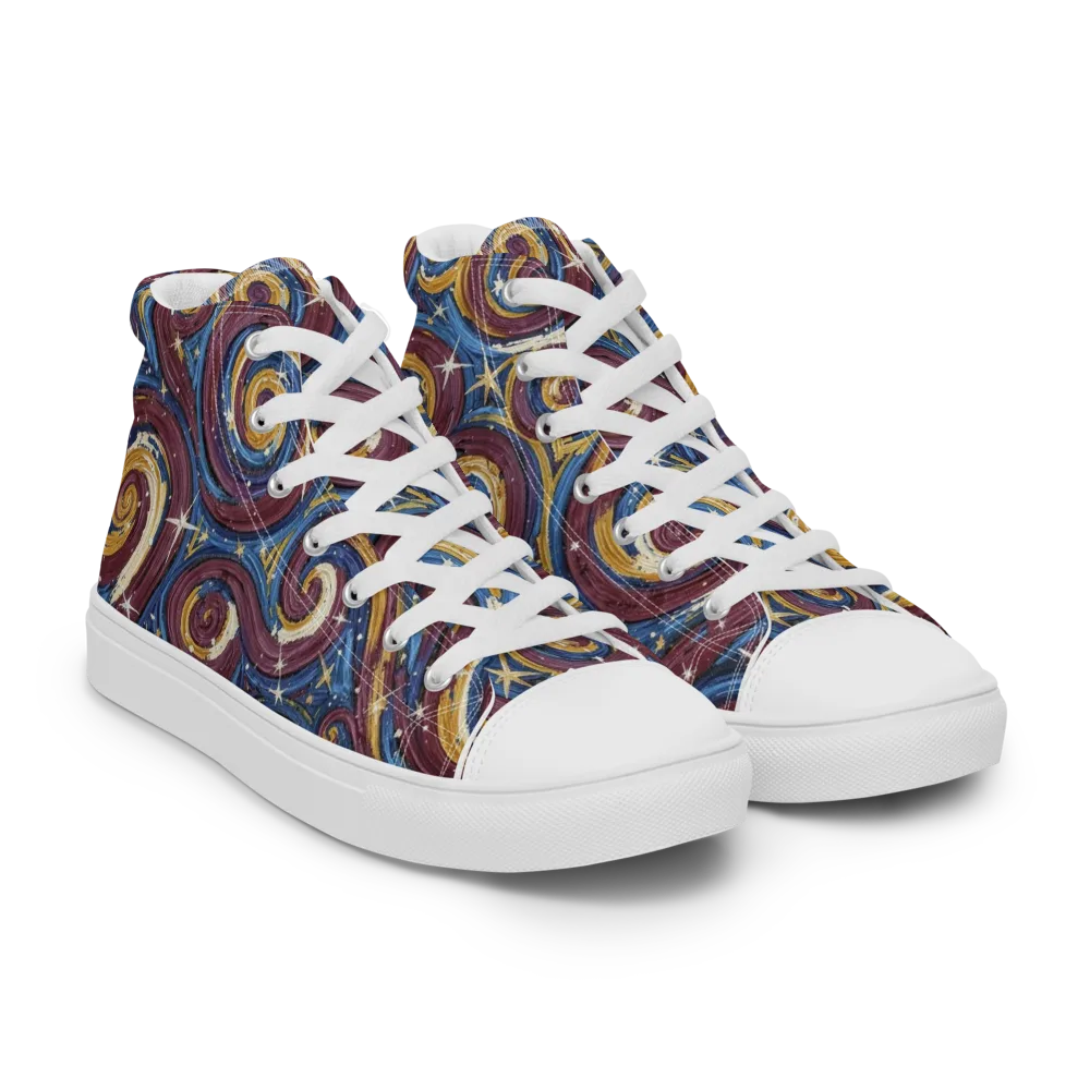 Astral Whorl on Men's High Top Canvas Shoes — Right Front
