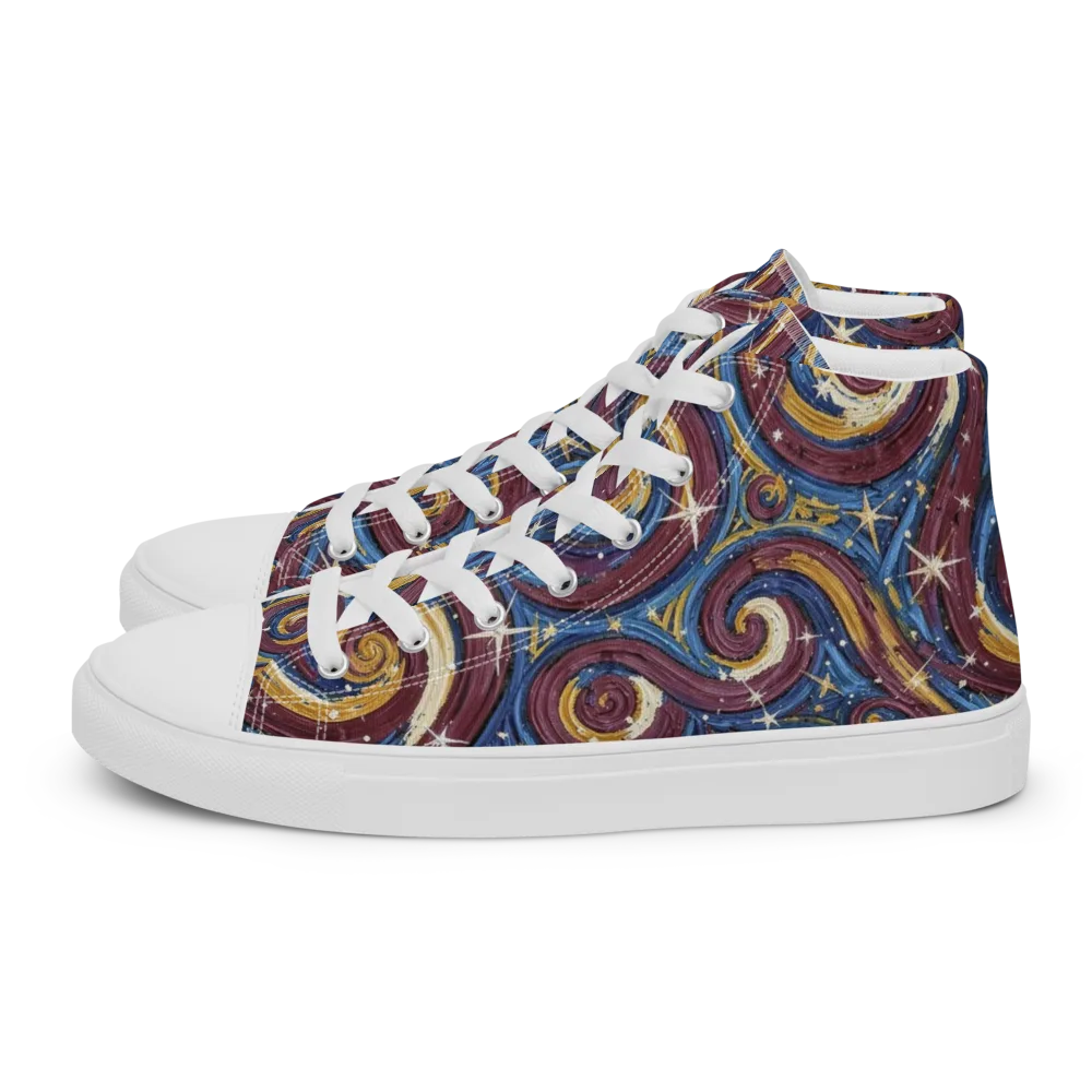 Astral Whorl on Men's High Top Canvas Shoes — Left